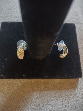 Gold-Tone Sparkle Hoop Earrings - Women Jewelry